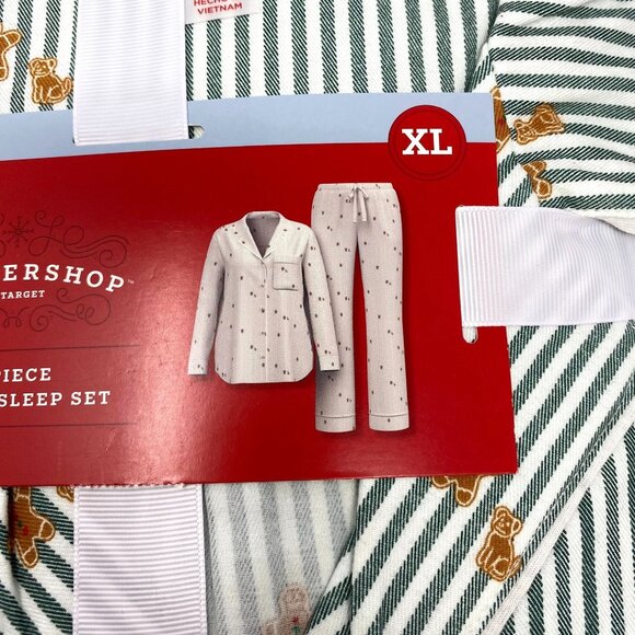 Target Women's Gingerbread Striped Flannel Long Sleeve Shirt Pants Pajama Set - Picture 12 of 12